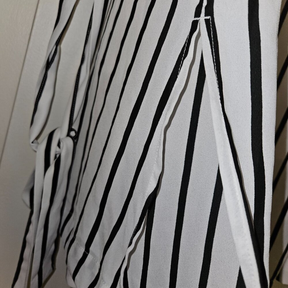 NWT Torrid Black & White Stripe Georgette Midi Shirt Dress (2X) - Picture 7 of 12
